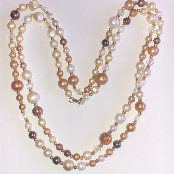 Coro Vintage Off White Neutral Faux Pearls Chunky Beaded Boho Necklace - Picture 1 of 9